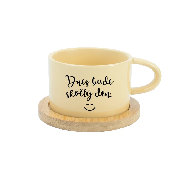 DNES BUDE SKVĚLÝ DEN - žlutý hrníček makronka 200 ml DNES BUDE SKVĚLÝ DEN - žlutý hrníček makronka 200 ml