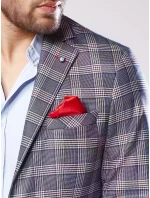 Pánská tmavě modrá kostkovaná bunda FashionStreet MX0567