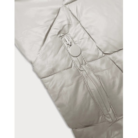 Dámská zimní bunda v ecru barvě s kapucí (H-898-11)