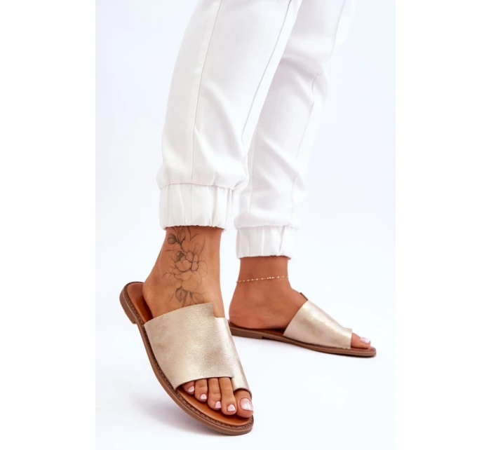 Dámské kožené žabky Světle zlatá model 21613209 - EVENTO Dámské kožené žabky Světle zlatá model 21613209 - EVENTO