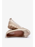 Kožené baleríny na platformě s ozdobou krémové Lewski model 21644614 - Boto