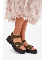 Dámské sandály na platformě z eko kůže tmavě zelené Gevinniser Dámské sandály na platformě z eko kůže tmavě zelené Gevinniser