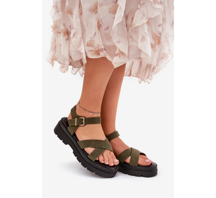 Dámské sandály na platformě z eko kůže tmavě zelené Gevinniser Dámské sandály na platformě z eko kůže tmavě zelené Gevinniser