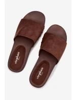 Dámské žabky se zlatými přezkami čokoládové Ferinna Dámské žabky se zlatými přezkami čokoládové Ferinna