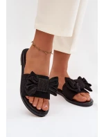 Dámské pantofle na nízkém podpatku s mašlí Černé model 21943318 - Boto