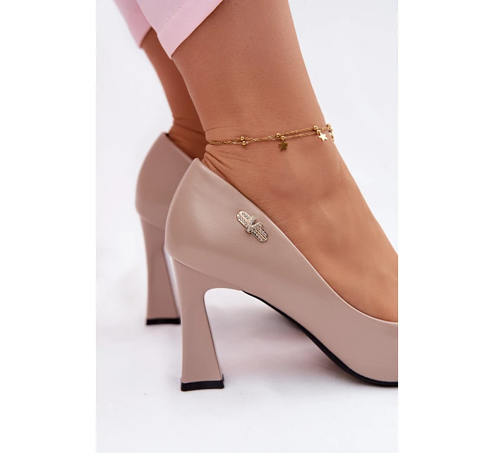 Elegantní lodičky na podpatku Vinceza 62276 Béžové