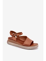 Kožené dámské sandály na platformě model 22208644 Camel - Maciejka Kožené dámské sandály na platformě model 22208644 Camel - Maciejka