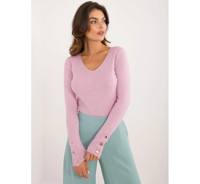 Sweter AT SW model 20493466 jasny fioletowy - FPrice Sweter AT SW model 20493466 jasny fioletowy - FPrice