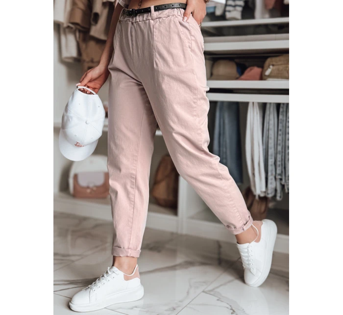 Dámské chinos kalhoty s páskem RELCIX růžové FashionStreet UY2583