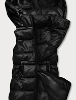 Teplá černá dámská vesta z eko kůže (D-3231-1)