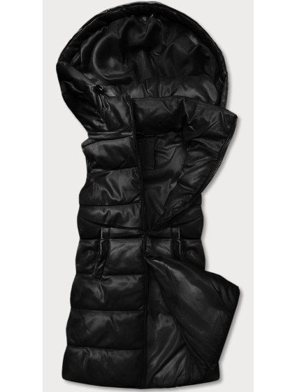 Teplá černá dámská vesta z eko kůže model 17505510 - HONEY WINTER