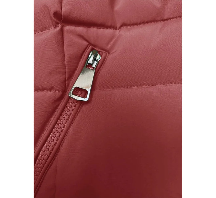 Tmavě červená péřová dámská zimní bunda model 21246025 - LHD