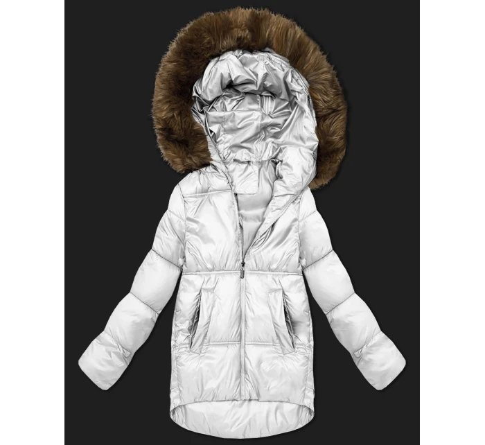 Bílá dámská bunda typu bublina s kapucí S'West (B8280-26)