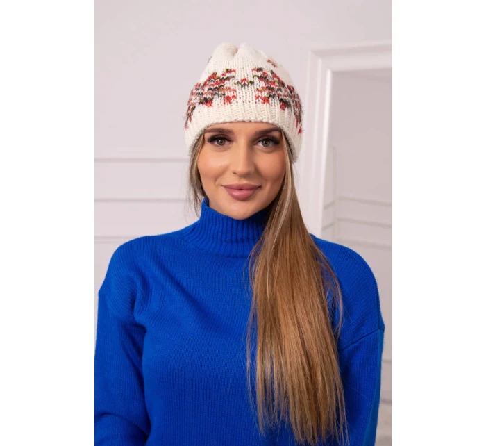 Dámská čepice Florence K350 ecru+red Dámská čepice Florence K350 ecru+red