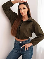 Semišová mikina na zip khaki