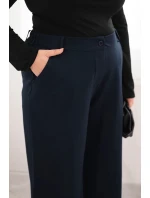 Dámské kalhoty Plus Size se širokou nohavicí a páskem čokoládové Dámské kalhoty Plus Size se širokou nohavicí a páskem čokoládové