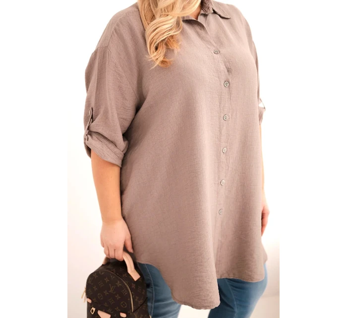 Dámská košile Plus Size z viskózy s delším zadním dílem fango Dámská košile Plus Size z viskózy s delším zadním dílem fango