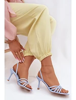 Dámské sandály na podpatku s pásky Modré Velivelle