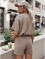 Dámská letní souprava s motýlem z měkké viskózy v barvě moka FashionStreet AY1190 Dámská letní souprava s motýlem z měkké viskózy v barvě moka FashionStreet AY1190