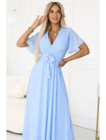 Dlouhé šaty se výstřihem a vázáním model 21107102 - numoco basic