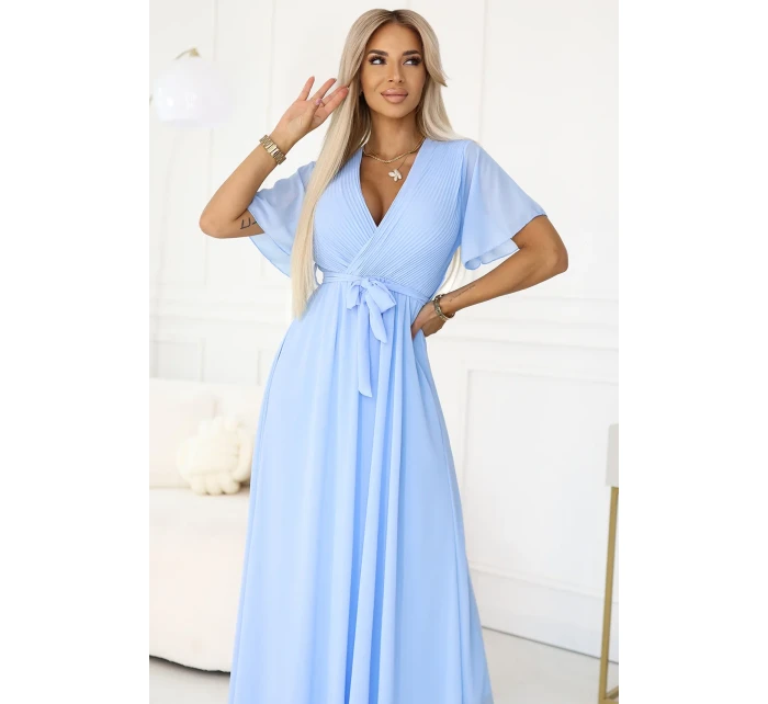 Dlouhé šaty se výstřihem a vázáním model 21107102 - numoco basic