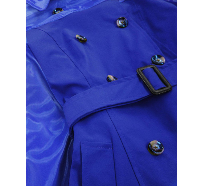 Světle modrý tenký kabát z různých spojených materiálů model 14675012 - ZAC&ZOE