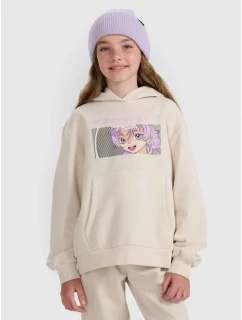 Dívčí nepruhovaná mikina s kapucí 4F 4FJRAW25TSWSF2294-11S