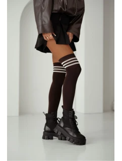 Podkolenky se model 21728628 v pruhy bavlněné čokoládové - Milena