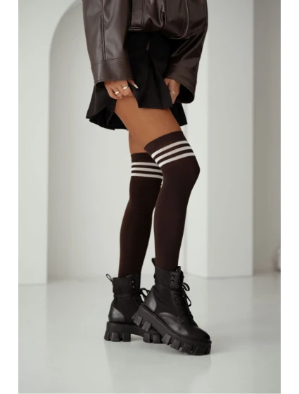 Podkolenky se model 21728628 v pruhy bavlněné čokoládové - Milena