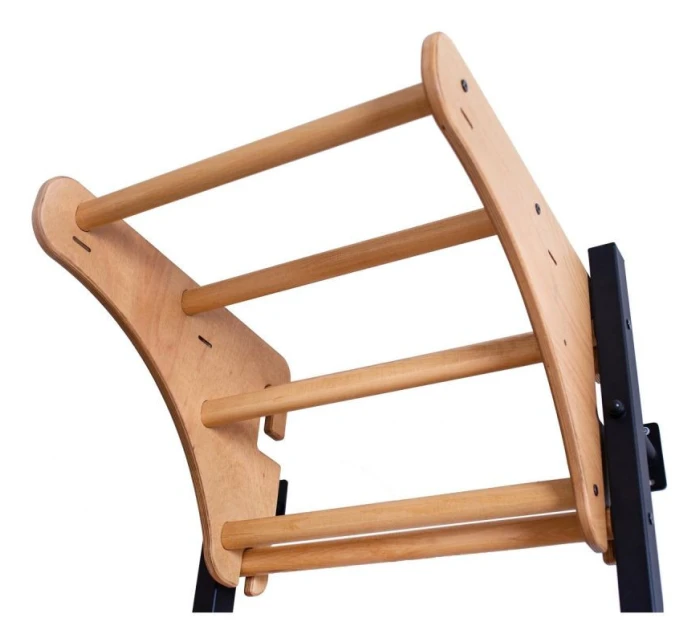 DŘEVĚNÝ KOVOVÝ GYMNASTICKÝ ŽEBŘÍK PRO 4 MADLA S DŘEVĚNOU TYČÍ BENCHK 211B