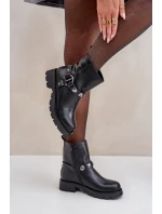 Boty Na Ploché Podpatky Z Ozdobnými Pásky Černé model 21680643 - EVENTO Boty Na Ploché Podpatky Z Ozdobnými Pásky Černé model 21680643 - EVENTO