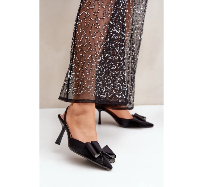 Textilní Lodičky S Mašlí Černé model 21681039 - Boto