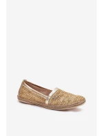 Elegantní Kožené Espadrilky S Pletením Béžovo-Zlaté Zazoo 10178