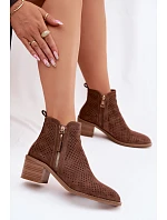 Dámské perforované kotníkové boty Vinceza 58621 Hnědé Dámské perforované kotníkové boty Vinceza 58621 Hnědé