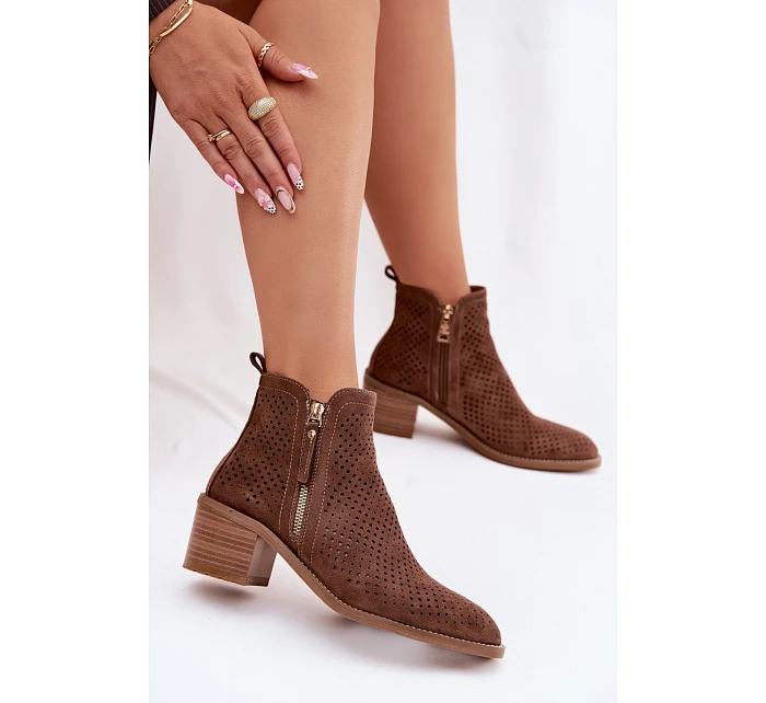 Dámské perforované kotníkové boty Vinceza 58621 Hnědé Dámské perforované kotníkové boty Vinceza 58621 Hnědé