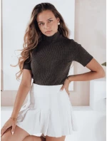 Dámský žebrovaný svetr s krátkým rukávem GIRLGLORY hnědý FashionStreet MY2554