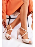 Módní sandály na vysokém podpatku béžová model 21588150 - SERGIO LEONE Módní sandály na vysokém podpatku béžová model 21588150 - SERGIO LEONE