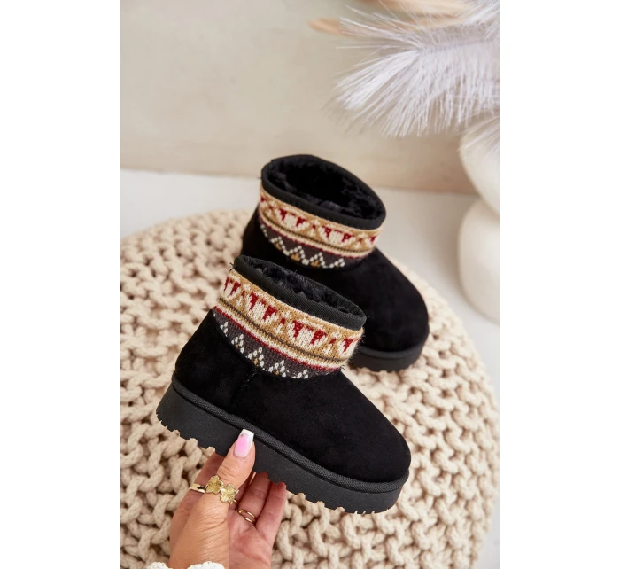 Dětské Sněhule Se Vzorovanou Vložkou Zateplené Kožíškem Černé Mirirae Dětské Sněhule Se Vzorovanou Vložkou Zateplené Kožíškem Černé Mirirae