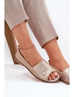 Kožené elegantní baleríny s odhalenými Béžové model 21691222 - Zazoo