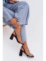 Černé dámské sandály na podpatku s pásky a model 22027990 - Boto Černé dámské sandály na podpatku s pásky a model 22027990 - Boto