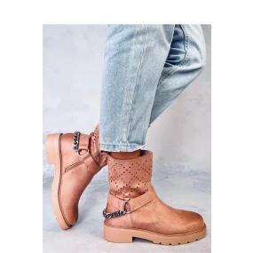 Dámské kotníkové boty D7910 / 184924 Světle hnědá - Sweet Shoes