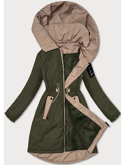 Dámská bunda v khaki barvě se stahováním v pase model 20829981 - S'WEST Dámská bunda v khaki barvě se stahováním v pase model 20829981 - S'WEST