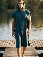 pánské vaflové pončo Saimaa s kapucí Teal