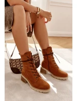 Dámské zateplené kozačky na vysokém podpatku Velbloud model 21596739 - Boto