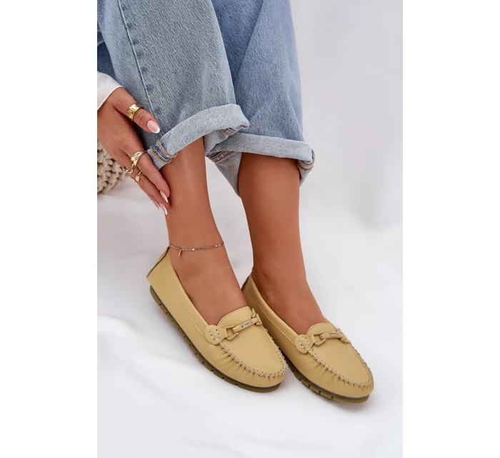 Ploché Kožené Mokasíny S Ozdobou model 21686049 Žluté - S.Barski