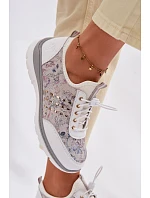 Dámské vzorované kožené polobotky model 22100272 bílé - D&A