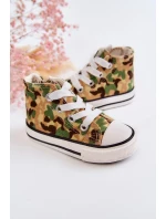 Dětské vysoké tenisky s zipem Béžová a zelená Filemon