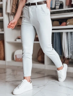 Dámské kalhoty slim fit s páskem TAIRONIK světle šedé FashionStreet UY2538