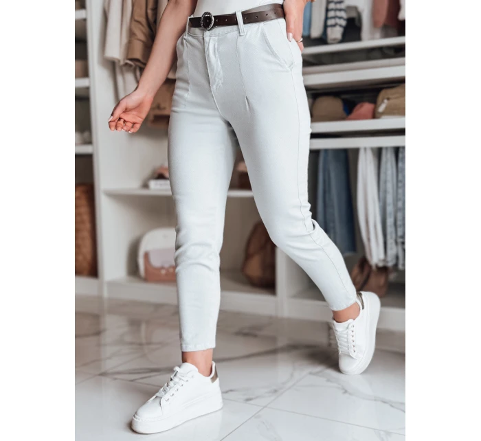 Dámské kalhoty slim fit s páskem TAIRONIK světle šedé FashionStreet UY2538