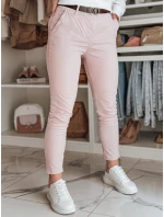 Dámské kalhoty slim fit s páskem LINESKA růžová FashionStreet UY2630